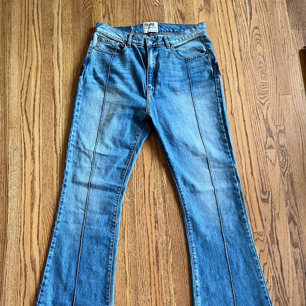 Revice Blue Venus Flares Wide Leg High Waisted 70s Denim Jeans Women's Size 32